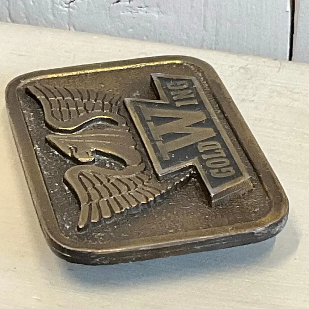 Vintage Hit‎ Line USA Gold Wing Belt Buckle Honda Motorcycle Biker Retro